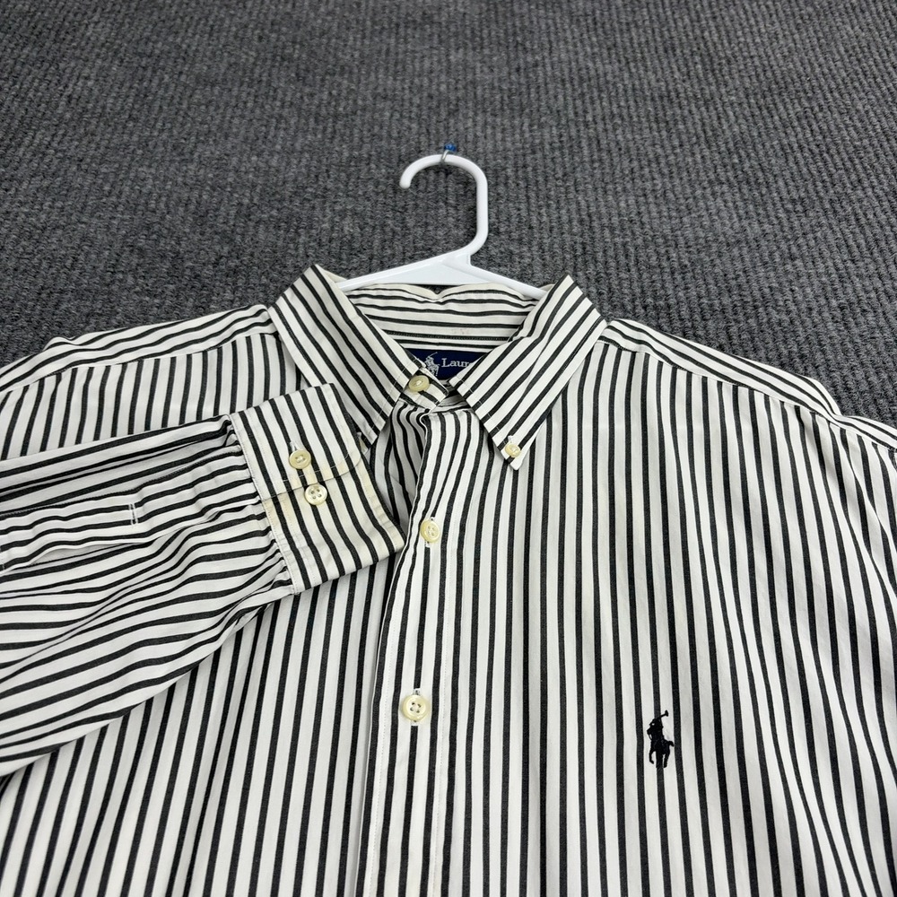 Ralph Lauren Black and White Striped Button-Down Shirt